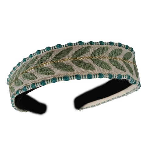 Verstellbares, rutschfestes Haarband, bestickte Blätter, Dekoration, leichtes Stirnband, bequemes Haar-Accessoire für Damen, trendiges Haarband für Teenager von XAGMODSHN