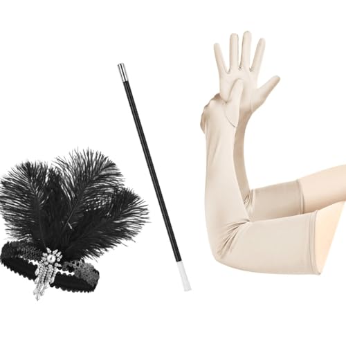 Vintage Frauen Flapper Kostüm 1920er Jahre Weibliches Kostüm Kopfschmuck Zigaretten Halter Abschlussball Thema Cosplay Party Zubehör von XAGMODSHN