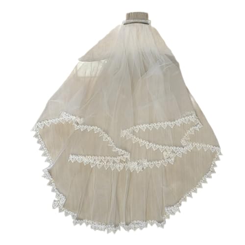 Weiß-schwarzer Hochzeits-Brautgarn, Schleier mit Spitze, Herzbesatz, Mädchen, Brautschleier, langer Tüll, Hochzeits-Tiaras für Halloween, Damen Weiß-schwarzer Hochzeits-Brautgarn, Schleier mit Spitze, Herzbesatz, Mädchen, Brautschleier, langer Tüll, Hochzeits-Tiaras für Halloween, Damen von XAGMODSHN