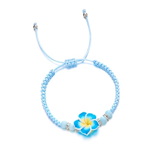 XAGMODSHN Armband Plumeria Rubra aus weichem Ton, Strandschmuck, verstellbar, geflochtene Handkette, handgefertigt, gewebte Kordel, as described, Weiche Keramik, geflochtenes Seil von XAGMODSHN