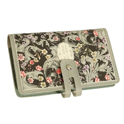XAGMODSHN Blumenthema Bedrucktes Kartenkoffer Geräumiger 20 Taschenkapazität Wasserbeständiges PVC Tragbares Reisebehörigkeit Großer Kapazitätskartenhalter Für Frauen von XAGMODSHN