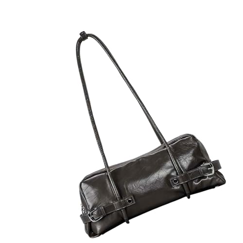 XAGMODSHN Damen Herbst Winter Schultertasche PU-Leder Unterarm Retro Handtaschen Reißverschlüsse Biker Große Kapazität Achsel Frauen Achsel Große Kapazität Handtasche All-Matching Schulter Biker, grau von XAGMODSHN