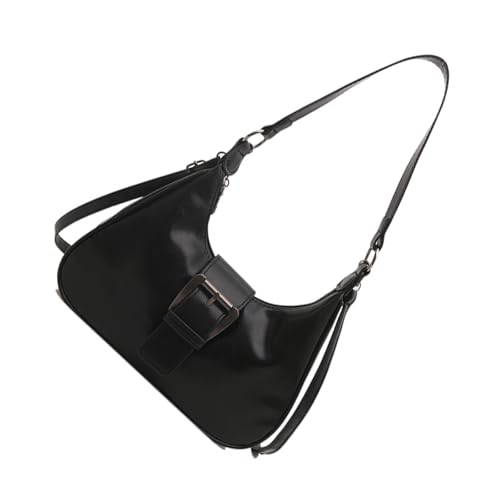 XAGMODSHN Damen Retro PU Leder Umhängetasche mit verstellbarem Riemen und mehreren Taschen Crossbody Taschen Unterarm Geldbörse Stilvolle Arbeitstasche, Schwarz , One Size von XAGMODSHN