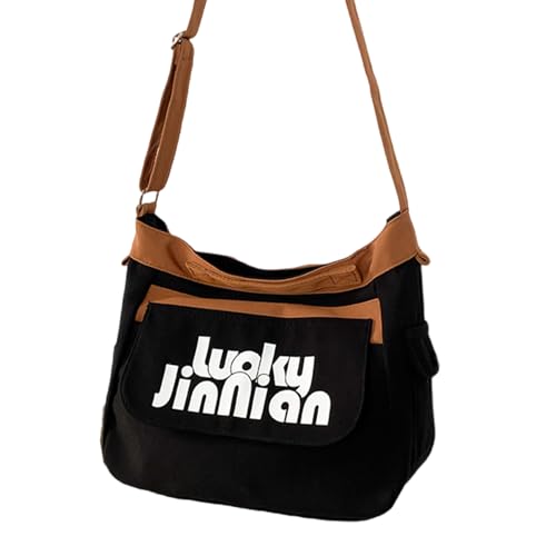 XAGMODSHN Damen Umhängetasche mit Buchstaben-Druck, großes Fassungsvermögen, Kuriertasche, lässig, Crossbody, Studenten, Schule für Reisen, Damen, Briefdruck, Kuriertasche, große Kapazität von XAGMODSHN