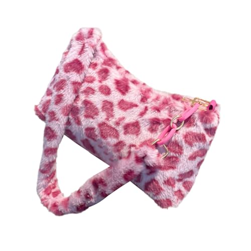 XAGMODSHN Damen Unterarmtasche Herbst Winter Handtasche Geldbörse All-Matching Achseltasche Leopardenmuster Schulter Plüsch Pendeln Frauen Achsel Leopard Print Handtasche All-Matching Schulter Dating von XAGMODSHN