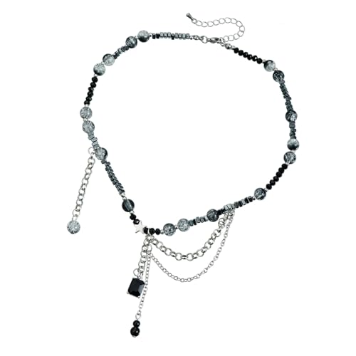 XAGMODSHN Dunkle Gothic-Halskette mit mehrschichtigen Quasten, verstellbare Länge, kantiger Punk-Legierung, Schmuck für Frauen und Mädchen von XAGMODSHN