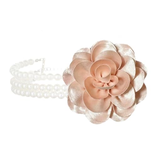 XAGMODSHN Elegante Halskette mit Blumenanhänger, verstellbare Kette für empfindliche Haut, künstliche Perlen, Schmuck für Damen, 30*2.5CM, Kunstperlen von XAGMODSHN