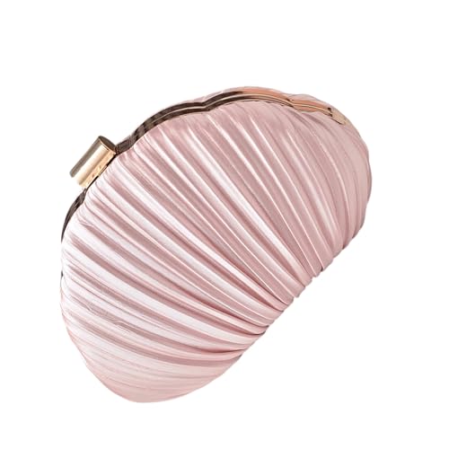 XAGMODSHN Elegante Zerknitterte Muschelabendbeutel Leichte Polyester Schulter Geldbörse Mit Verstellbarem Kettenriemen Für Hochzeitsfeier Förderbilanz Geldbeutel von XAGMODSHN