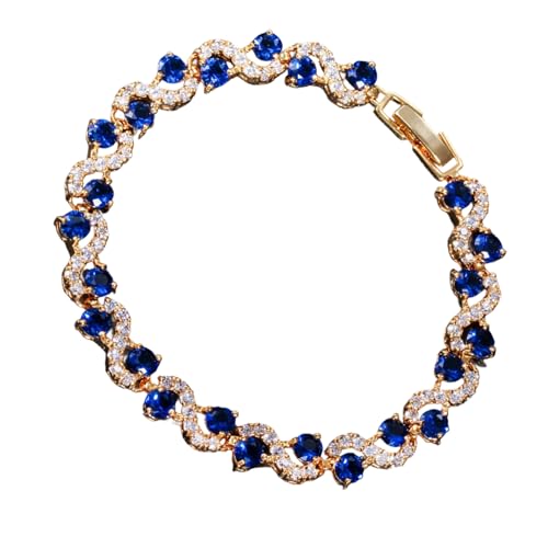 XAGMODSHN Elegantes Tennis-Armband mit runden Zirkonia-Steinen für Frauen, simulierte Diamanten, Armband, Party-Zubehör, perimeter：18cm, Metall von XAGMODSHN