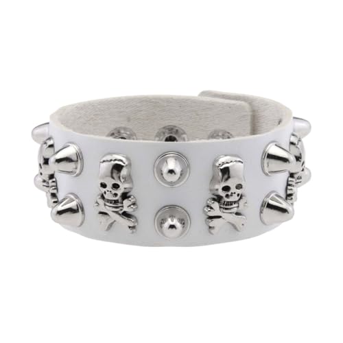XAGMODSHN Gothic Revivals Pu Man Cuff Armband Zeigt Komplizierte Schädeldesigns Und Kantiger Nietakzent Für Alternative Mode Gothic Punkschmuck Für Männer von XAGMODSHN