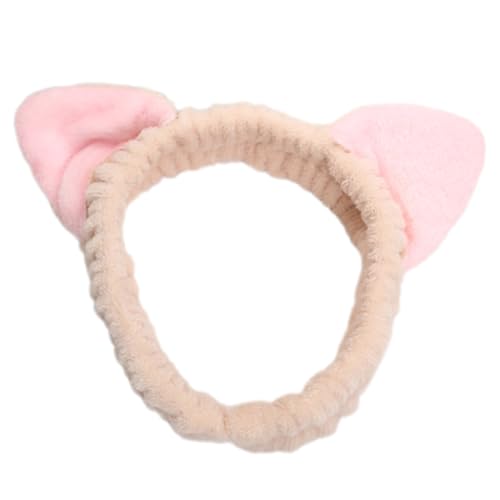 XAGMODSHN Haarreif mit Katzenohren, für weibliches Gesicht, elastisches Plüsch-Haarband für Make-up und Sport, Hautpflege, Haarbänder von XAGMODSHN