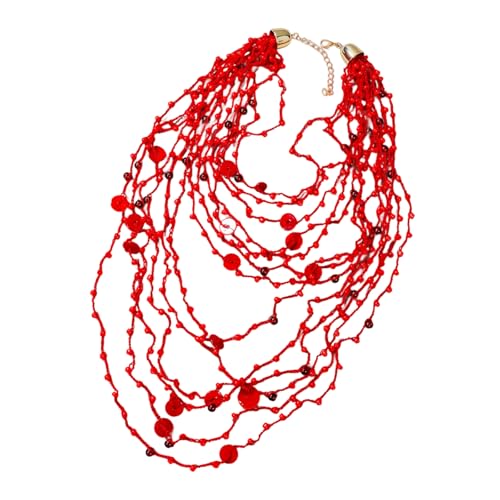 XAGMODSHN Handgefertigte Perlen Halskette Benutzerfreundlicher Leichtmetallschmuck Leichte Perlen Neckkette Für Tägliche Kleidung & Partys Bequeme Alltagskette Halskette von XAGMODSHN