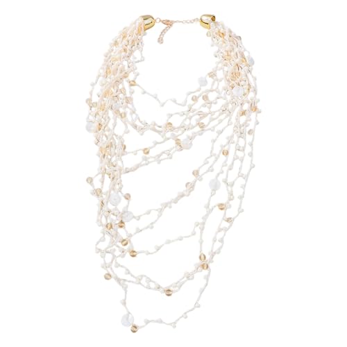 XAGMODSHN Handgefertigte Perlen Halskette Benutzerfreundlicher Leichtmetallschmuck Leichte Perlen Neckkette Für Tägliche Kleidung & Partys Bequeme Alltagskette Halskette von XAGMODSHN