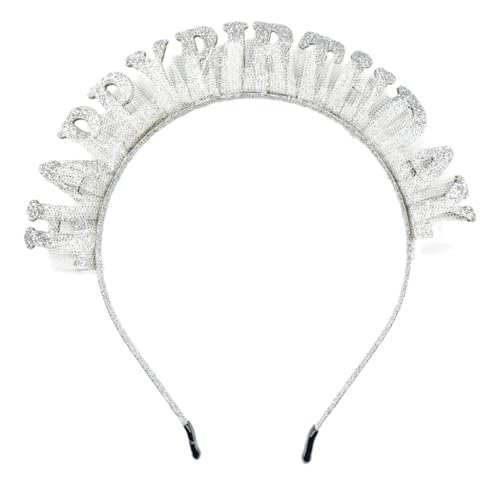 XAGMODSHN Happy Birthday Stirnband Kronen Haarband mit Spitze Dekoration Kopfschmuck für Geburtstag Event und Festival Anlass von XAGMODSHN