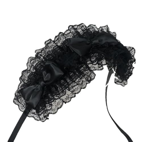 XAGMODSHN Mädchen Rüschen Band Kopfbedeckung Schleifen Spitzenbesatz Cosplay Stirnbänder Dienstmädchen Volant Rosette Ornamente von XAGMODSHN