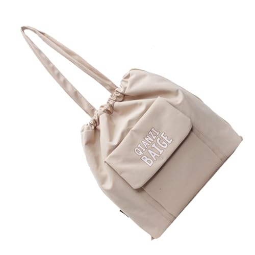 XAGMODSHN Modische große Kapazität Kordelzug Umhängetasche mit kreativen Buchstaben-Designs lässige Unterarmtaschen für den täglichen Gebrauch Damen Handtasche, khaki, One Size von XAGMODSHN