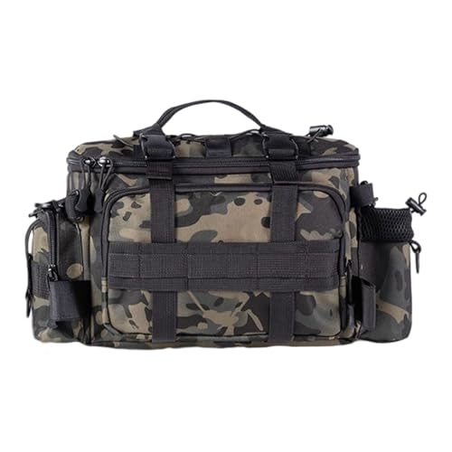 XAGMODSHN Outdoor-Angelausrüstungstasche, Rucksäcke, wasserdicht, mehrere Taschen, Aufbewahrungstasche für Angelausrüstung, große Kapazität, lange Schultertasche, Erhöhen Sie die schwarze Camou von XAGMODSHN