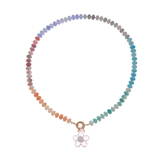 XAGMODSHN Regenbogen-Blumen-Perlen-Halskette, leichter Kupfer-Schmuck für Frauen und Mädchen, legere Partykleidung, lebendiger Regenbogen-Schmuck für Geschenke, Einheitsgröße, Wie beschrieben, Wie von XAGMODSHN