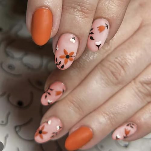 XAGMODSHN Schnell aufzutragen, Herbst-Nägel, Kunst, Kürbis, Blumendesign, Thanksgiving-Druck auf Nägel, modische Fingernageldekorationen für Frauen von XAGMODSHN