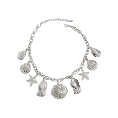 XAGMODSHN Strand Schmuck Trendy Sea Star Shell Anhänger Halskette Leichtes Colarmbone Ketten Mode Accessoire Urlaub Halskette Anhänger Seesternschale von XAGMODSHN