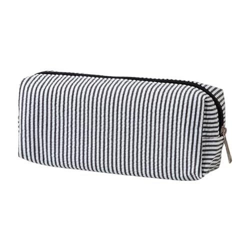 XAGMODSHN Striped Bleistiftkoffer Großer Kapazitätsstift Organizer Polyester Stiftbeutel Reißverschluss Reisekosmetikbeutel Für Schulbüro Großer Kapazitätsbleistiftbeutel von XAGMODSHN