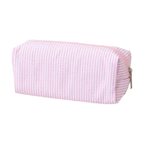 XAGMODSHN Striped Bleistiftkoffer Großer Kapazitätsstift Organizer Polyester Stiftbeutel Reißverschluss Reisekosmetikbeutel Für Schulbüro Großer Kapazitätsbleistiftbeutel von XAGMODSHN