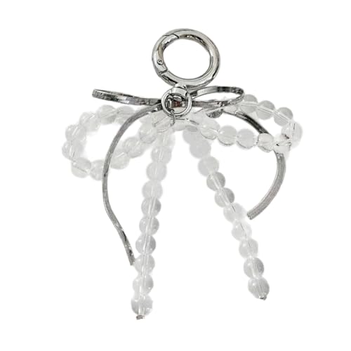 XAGMODSHN Sweet Heart Keychain Metall Keyring Perlen Bowknot Schmuckschmuck Stilvolle Tasche Anhänger Accessoires Für Frauen Und Mädchen von XAGMODSHN