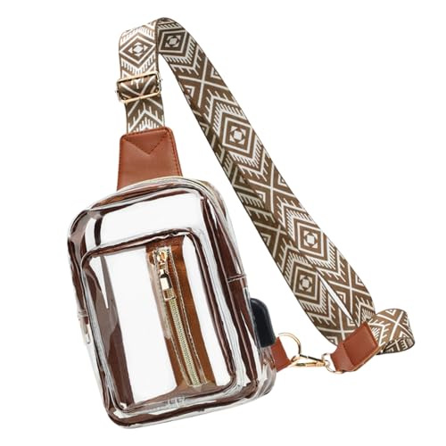 XAGMODSHN Transparente Stadion-Event-Tasche, große Umhängetasche, Brusttasche, Schultertasche, Geldbörse mit verstellbarem Riemen, für Konzerte und Festivals, modische transparente Tasche, C, One Size von XAGMODSHN