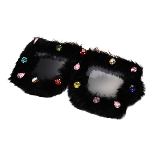 XAGMODSHN Übergroße Farbtöne Für Geburtstagsmädchen Vintage Shades Objektiv Hip Hop Leichter Pelziger Rahmen Kristallfarbener Linsen Trendy Hochzeitssungbrille Mit Kristall von XAGMODSHN