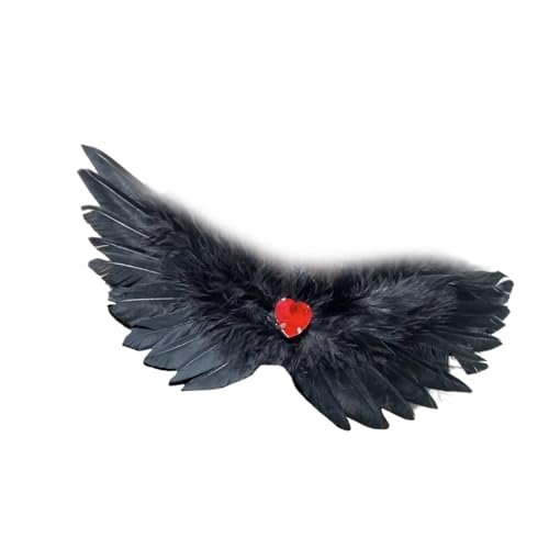 XAGMODSHN Übertriebene Schwarz Weiß Flügel Designs Gefiederter Haarclip Mit Strassverzierungen Für Party Oder Kostümeereignisse von XAGMODSHN