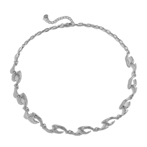 XAGMODSHN Unregelmäßige gewellte Metall-Halskette, Unisex, Schlüsselbeinkette, verstellbare Länge, modischer Schmuck für Damen und Herren XAGMODSHN Unregelmäßige gewellte Metall-Halskette, Unisex, Schlüsselbeinkette, verstellbare Länge, modischer Schmuck für Damen und Herren von XAGMODSHN