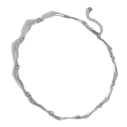 XAGMODSHN Unregelmäßige gewellte Metall-Halskette, Unisex, Schlüsselbeinkette, verstellbare Länge, modischer Schmuck für Damen und Herren XAGMODSHN Unregelmäßige gewellte Metall-Halskette, Unisex, Schlüsselbeinkette, verstellbare Länge, modischer Schmuck für Damen und Herren von XAGMODSHN