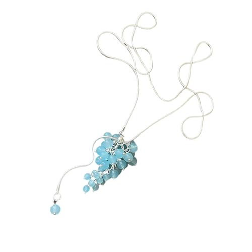XAGMODSHN Verstellbare Halskette mit Trauben-Cluster-Kristall-Anhänger für Damen, elegante Halskette, Schichtschmuck, Bekleidungszubehör, Länge - 68 cm, Metalllegierung, Kristallimitat von XAGMODSHN