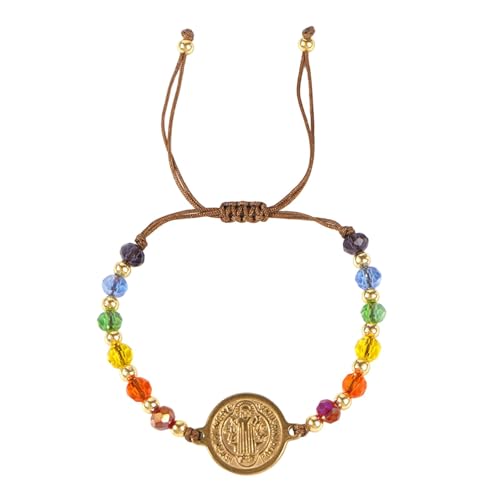 XAGMODSHN Vintage Round Charm Armband Mit Mehrfarbigen Kristallperlen Handgefertigter Schmuck Für Frauen Einzigartige Retro Design Geschenk Retro Round Anhänger Armband von XAGMODSHN