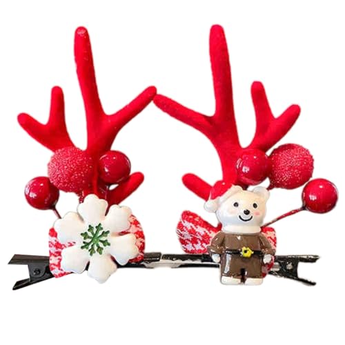 XAGMODSHN Weihnachts-Haarspange für Feiertage, Partys und Feiern, Rentier, Elch, festliche Designs mit grünen Kugeln für Frauen von XAGMODSHN