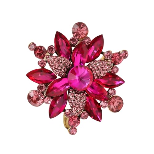 Zarte Blumen-Brosche mit Kristallen, Legierung, Accessoire für Hochzeiten, Partys, sicherer Verschluss, lange Tragezeit, Hochzeitskristall-Brosche, Einheitsgröße, Wie beschrieben von XAGMODSHN