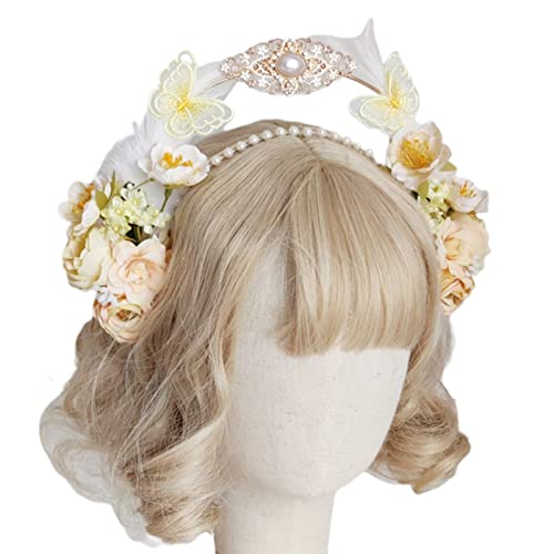 Zartes Blumen-Dekor, Hochzeitskrone, Haarband mit doppelter Schicht, für Damen, Hochzeit, Cosplay, Party, Fotoshooting Zartes Blumen-Dekor, Hochzeitskrone, Haarband mit doppelter Schicht, für Damen, Hochzeit, Cosplay, Party, Fotoshooting von XAGMODSHN