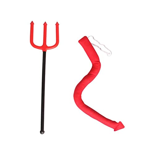 for Creative Devil Horns Shape Headband Choker Tail Scepter Cosplay Costume Headdress Halloween Birthday Party Set von XAGMODSHN
