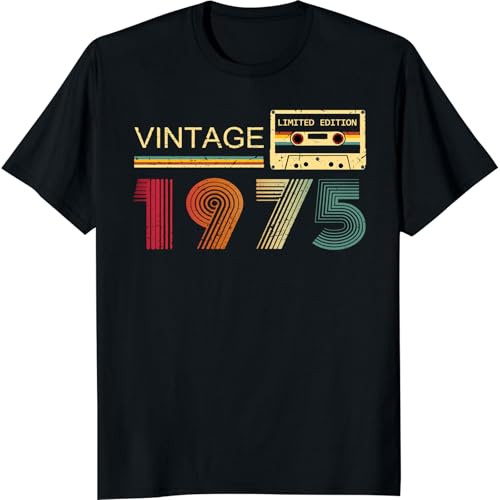 XAIVEZL Herren T-Shirt, Vintage 1975, 50. Geburtstag, Geschenke für Männer, Vater, Vatertag, Geburtstag, Ehemann, Bruder, Freund, Kurzarm, Retro, Crew-Neck, XL, Geschenk Zum 50. Geburtstag XAIVEZL Herren T-Shirt, Vintage 1975, 50. Geburtstag, Geschenke für Männer, Vater, Vatertag, Geburtstag, Ehemann, Bruder, Freund, Kurzarm, Retro, Crew-Neck, XL, Geschenk Zum 50. Geburtstag von XAIVEZL