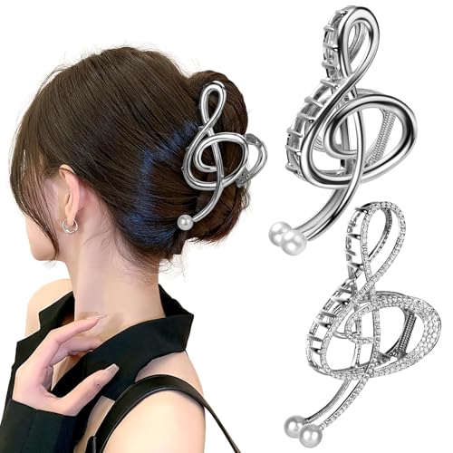 XANGNIER Violinschlüssel-Haarspangen für Damen und Mädchen, Musiknoten-Haarklammern für dickes, dünnes Haar, niedliche große Metallklammern, Haarstyling-Zubehör für Weihnachten, Neujahr, von XANGNIER