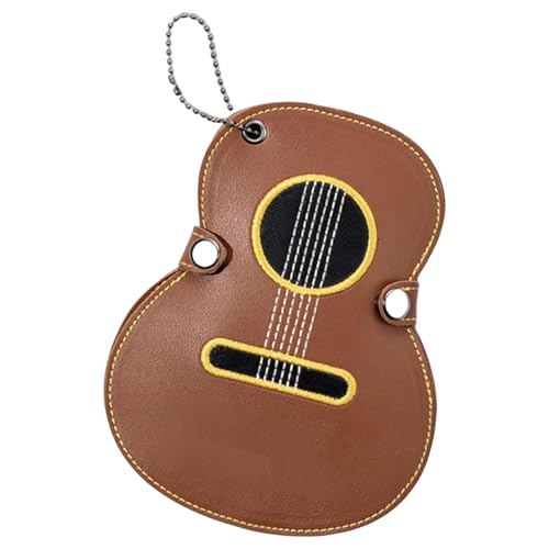 XANHOY Bestickte Gitarrenplektrum-Aufbewahrungshülle, mehrere Fächer, Plektrumhalter für einfache Organisation, Musiker-Zubehör-Organizer, braun, 16.5*12.7cm von XANHOY
