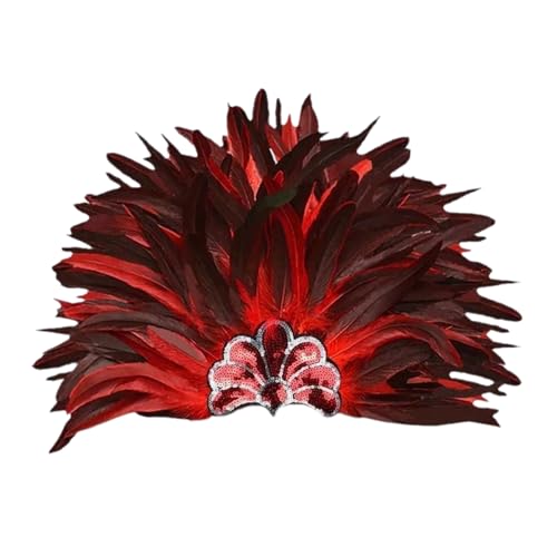 XANHOY Damen Pailletten Gefiedertes Stirnband Übertriebener Kopfschmuck mit Gummiband für Karneval Party Aufführungen und Special Eve von XANHOY