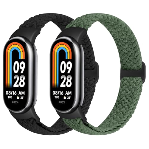 XANS Elastisches Geflochtenes Armband Kompatibel mit Xiaomi Smart Band 10/9/8, Verstellbare Dehnbare Nylon Armbänder Sport Ersatzarmband für Xiaomi Mi Band 10/9/8 Damen Herren von XANS