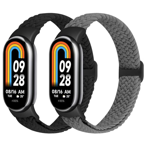 XANS Elastisches Geflochtenes Armband Kompatibel mit Xiaomi Smart Band 10/9/8, Verstellbare Dehnbare Nylon Armbänder Sport Ersatzarmband für Xiaomi Mi Band 10/9/8 Damen Herren von XANS