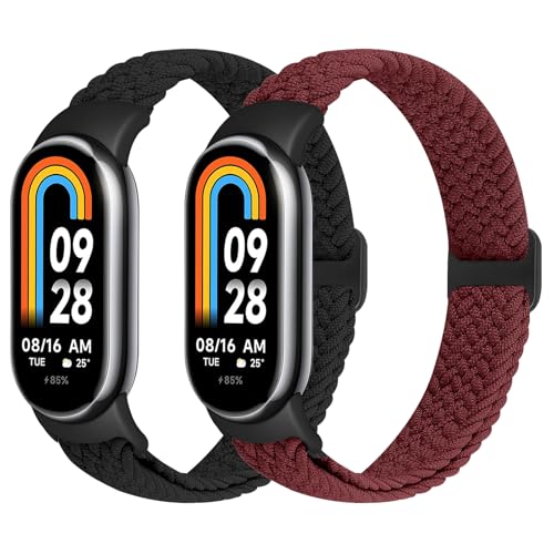 XANS Elastisches Geflochtenes Armband Kompatibel mit Xiaomi Smart Band 10/9/8, Verstellbare Dehnbare Nylon Armbänder Sport Ersatzarmband für Xiaomi Mi Band 10/9/8 Damen Herren von XANS