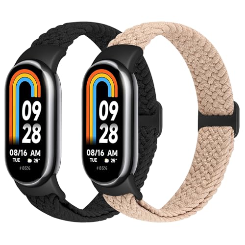 XANS Elastisches Geflochtenes Armband Kompatibel mit Xiaomi Smart Band 10/9/8, Verstellbare Dehnbare Nylon Armbänder Sport Ersatzarmband für Xiaomi Mi Band 10/9/8 Damen Herren von XANS