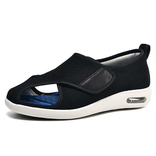 XAOLPLH Damen Diabetiker Schuhe Extra Weit Freizeit Verbandsschuhe Hallux Valgus Hausschuhe Verstellbare Orthopädische Geschwollene Arthritis Schuhe Gesundheitsschuh für Senioren,43.5 von XAOLPLH