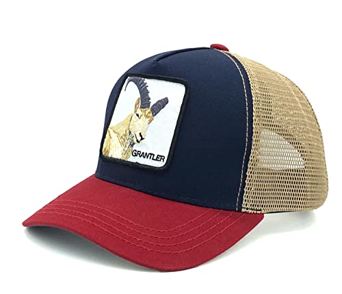 XAVER LUIS GRANTLER - Trucker Cap - Patch gestickt - Baseballcap - mit Stickerei - Snapback – Steinbock - Truckercap - Bavarian - Bayern - rot blau beige XAVER LUIS GRANTLER - Trucker Cap - Patch gestickt - Baseballcap - mit Stickerei - Snapback – Steinbock - Truckercap - Bavarian - Bayern - rot blau beige von XAVER LUIS
