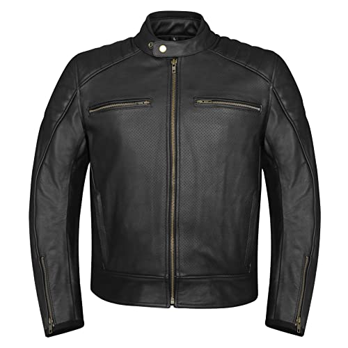 XAVIA MISANO Motorradjacke für Herren – leichte, atmungsaktive Leder-Bikerjacke mit CE-zertifizierten Level-2-Protektoren (L, Schwarz) von XAVIA RACING WWW.XAVIARACING.IT