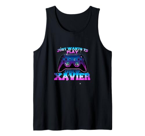 Herren XAVIER - LEVEL UP mit Controller: WILL NUR SPIELEN Tank Top von XAVIER Sohn Enkel Geburtstag Geschenkideen